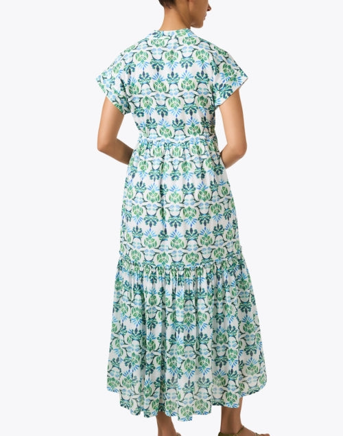 Mumi Blue and Green Print Shirt Dress