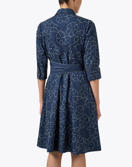 Navy Embroidered Shirt Dress
