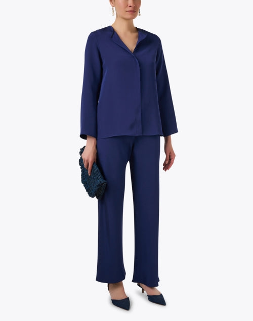 Sapphire Blue Silk Blouse