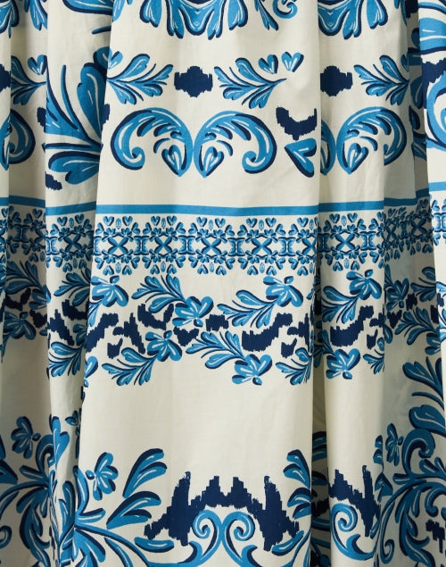 Octavia Blue and White Print Cotton Shirt Dress