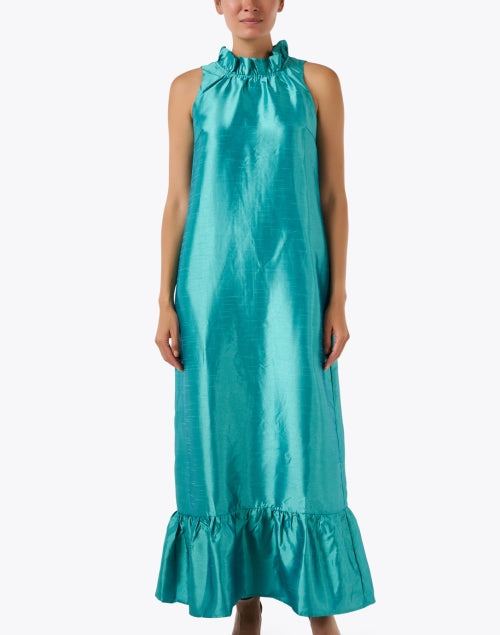 Camille Teal Silk Dress