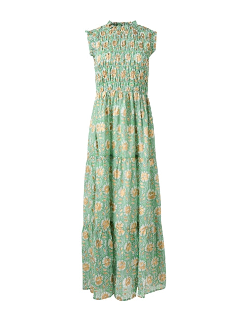 Mughal Green and Gold Floral Smocked Dress