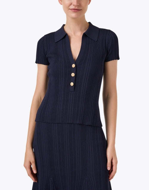 Ivanna Navy Ribbed Top