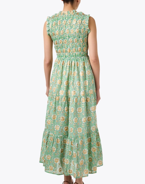 Mughal Green and Gold Floral Smocked Dress