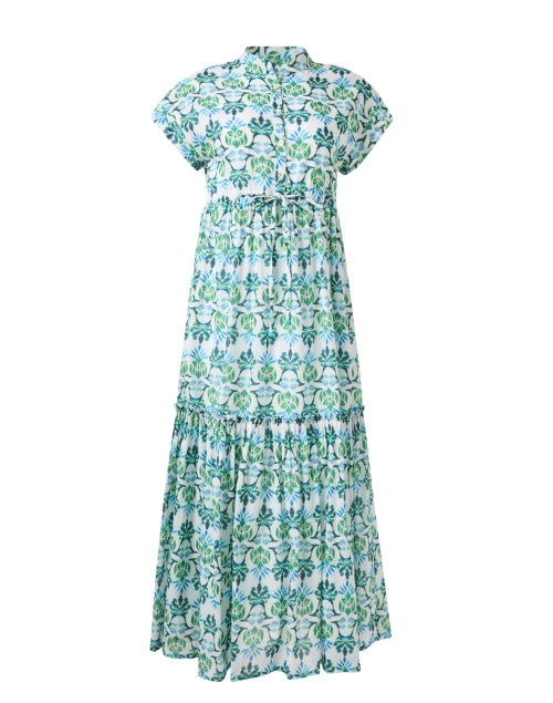 Mumi Blue and Green Print Shirt Dress