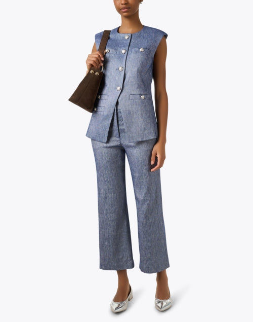 Aubrie Blue Chambray Linen Pant