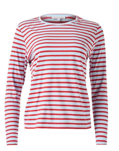 Blue and Red Striped Cotton Top