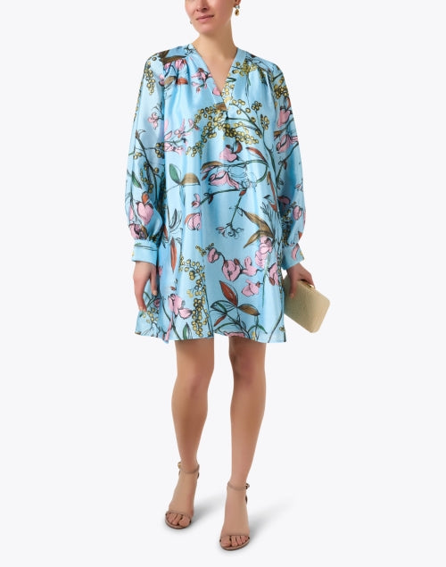 Blue Floral Print Dress