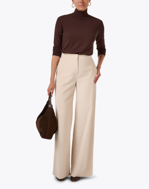Faretra Beige Cotton Corduroy Wide Leg Trouser