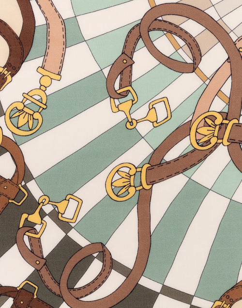 Green and Brown Saddle Printed Silk Cashmere Scarf