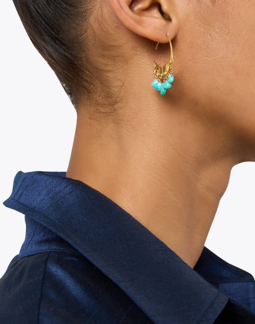 Petite Crescent Turquoise Stone Earrings