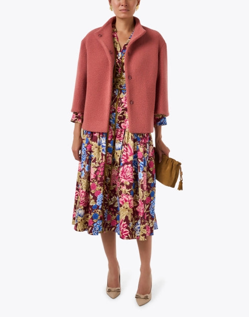 Rose Pink Boucle Wool Coat
