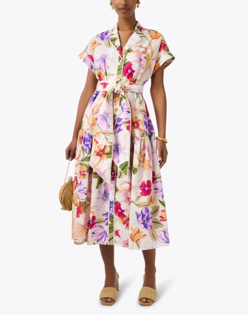 Estella White Floral Print Shirt Dress