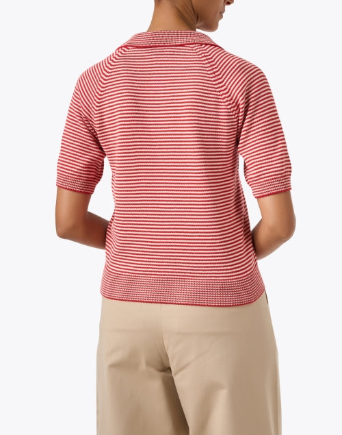Junior Red and White Stripe Polo Top
