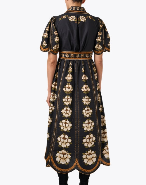 Black Multi Print Cotton Shirt Dress