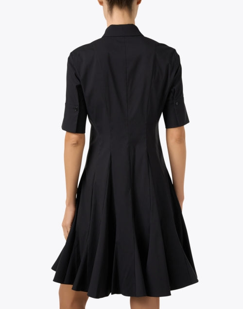 Godet Black Peplum Shirt Dress