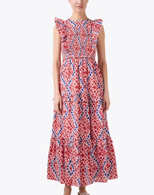 Iris Red and Blue Print Cotton Dress