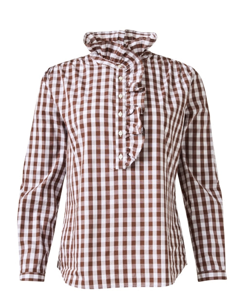 Volantes Brown Cotton Gingham Shirt
