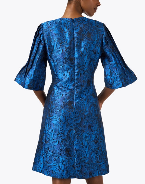 Blue Floral Jacquard Dress