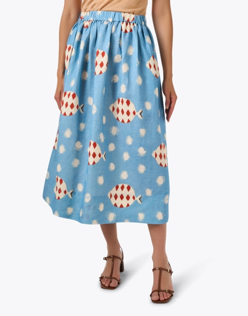 Tatum Multi Print Linen Blend Skirt