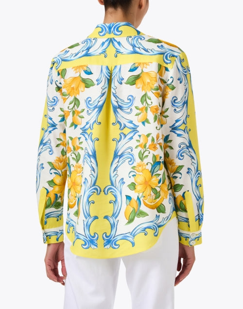 Sicily Yellow Multi Print Linen Blouse