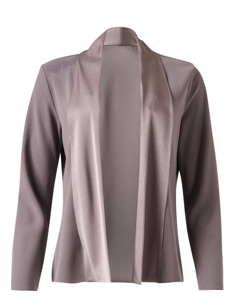 Warm Grey Techno Crepe Cardigan