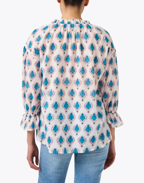 Rachel White Multi Print Cotton Blouse
