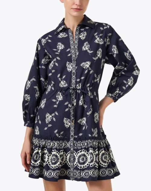 Robin Navy Floral Print Cotton Dress