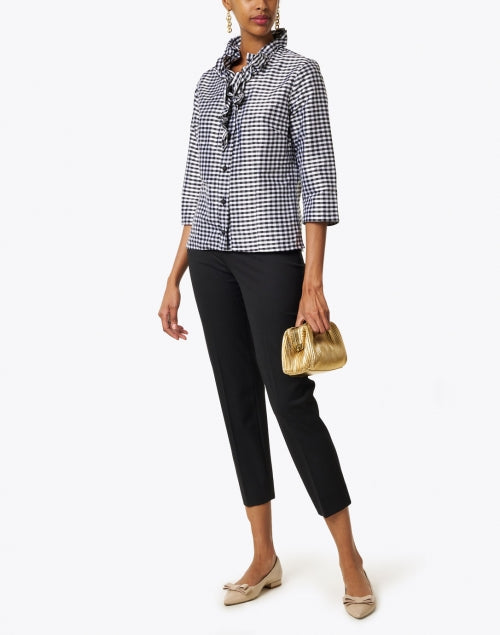 Celine Black and White Check Silk Shirt