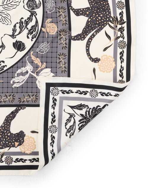 Neutral Multi Print Silk Scarf