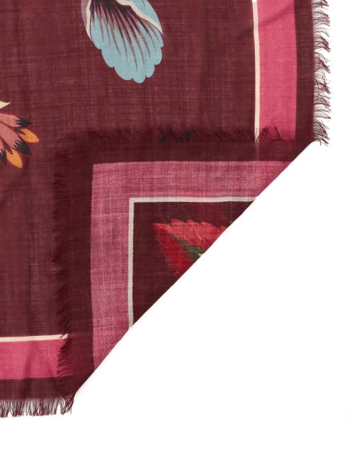 Burgundy Multi Print Wool Scarf