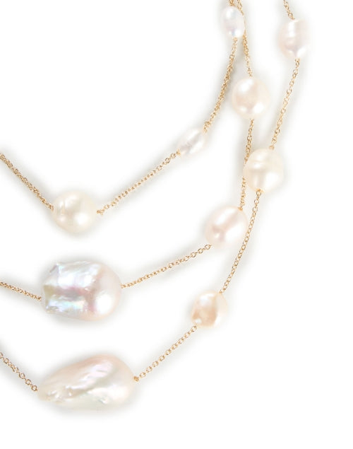 Gold Pearl Multi Strand Necklace