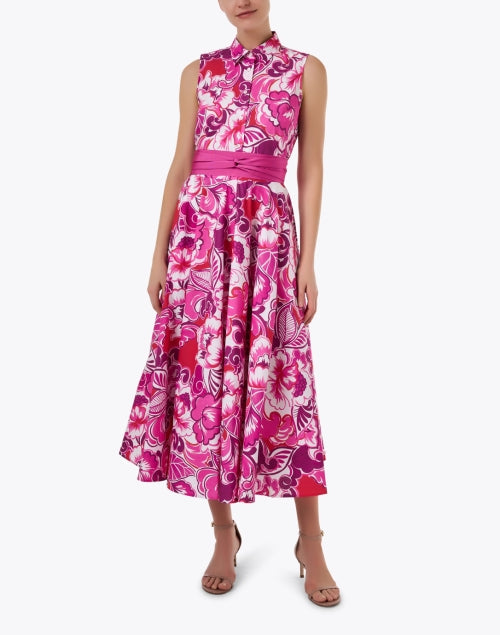 Caryl Pink Floral Print Cotton Dress