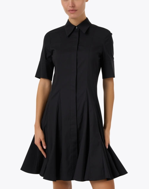 Godet Black Peplum Shirt Dress