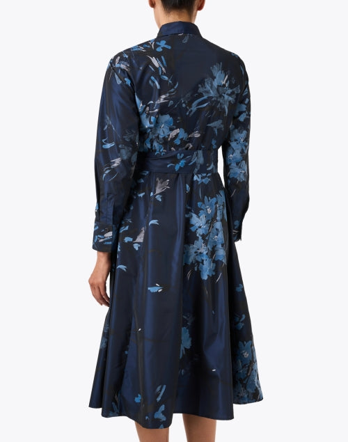 Navy Floral Print Shirt Dress