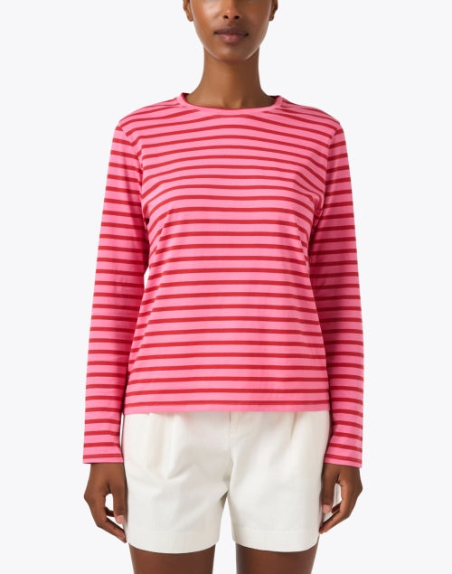 Pink and Red Striped Cotton Top