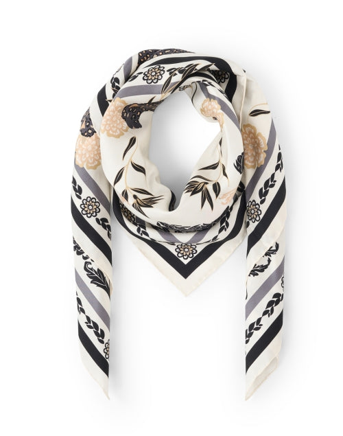 Neutral Multi Print Silk Scarf