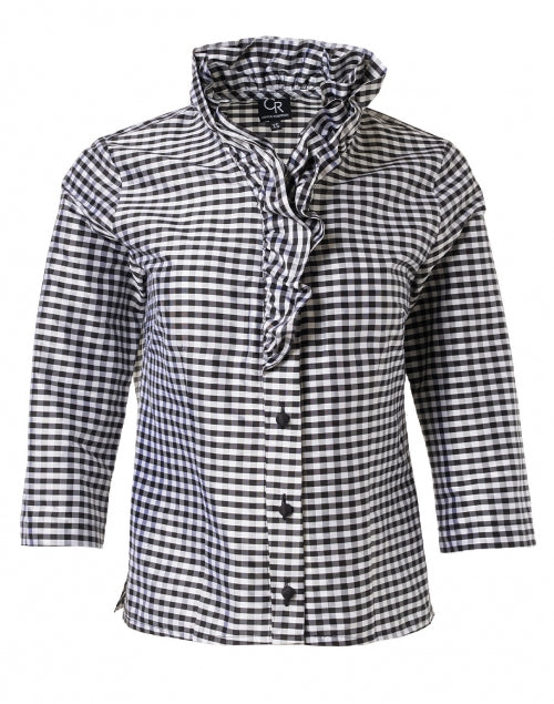 Celine Black and White Check Silk Shirt