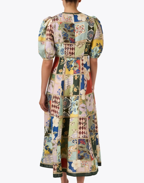 Bianca Multi Tile Print Linen Dress