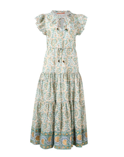 Marseille Gold and Green Print Dress