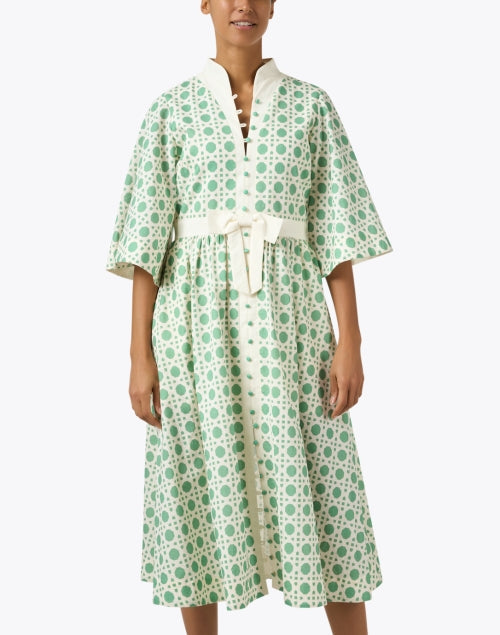Carmen Green Print Linen Cotton Dress