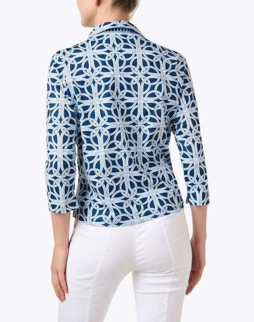 Navy Print Twist Top