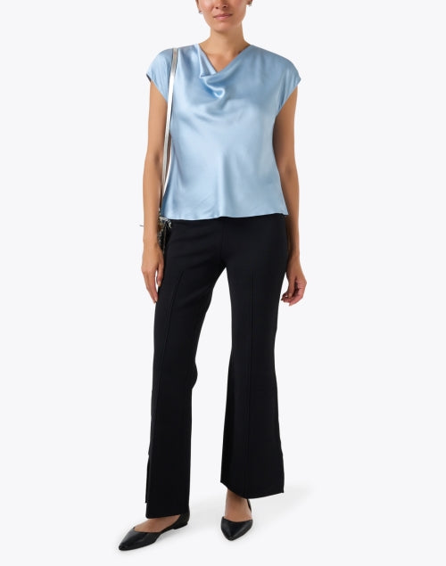 Blue Silk Cowl Neck Top