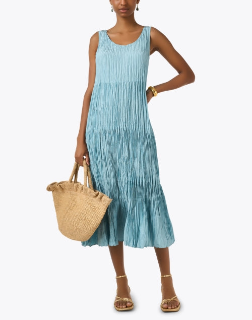 Blue Crushed Silk Dress