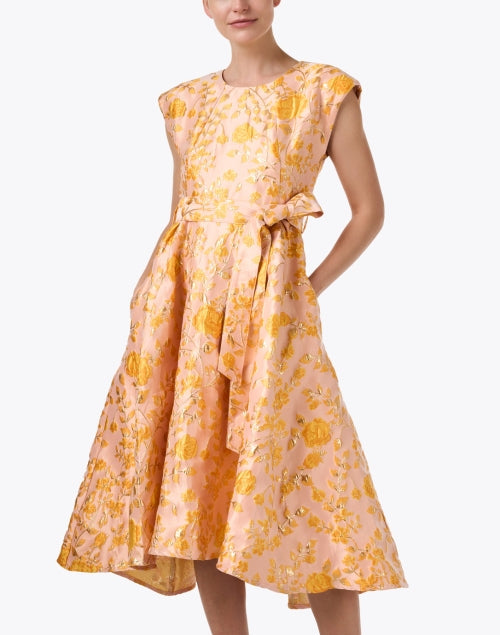 Olivia Orange Floral Jacquard Dress