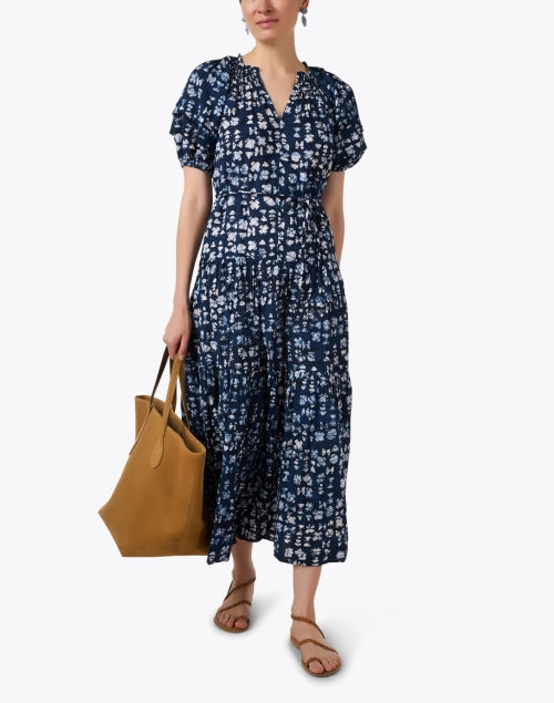 Uva Navy Print Cotton Dress