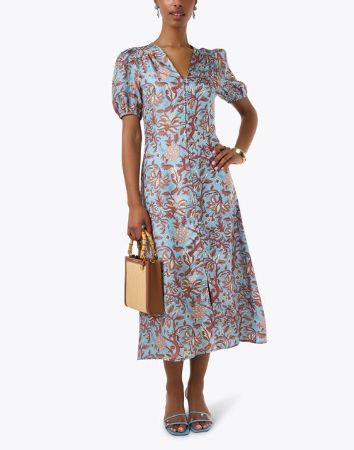 Olivia Blue Print Silk Dress
