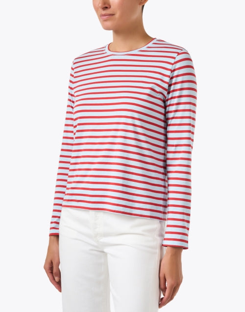 Blue and Red Striped Cotton Top