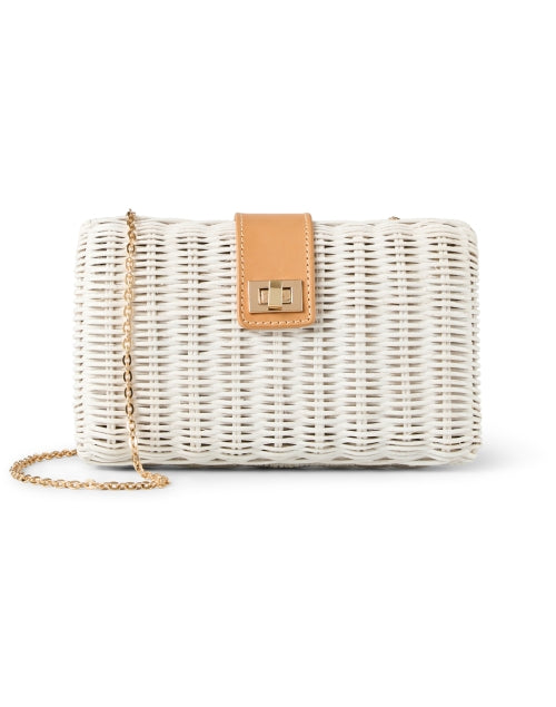 Lou White Wicker Clutch