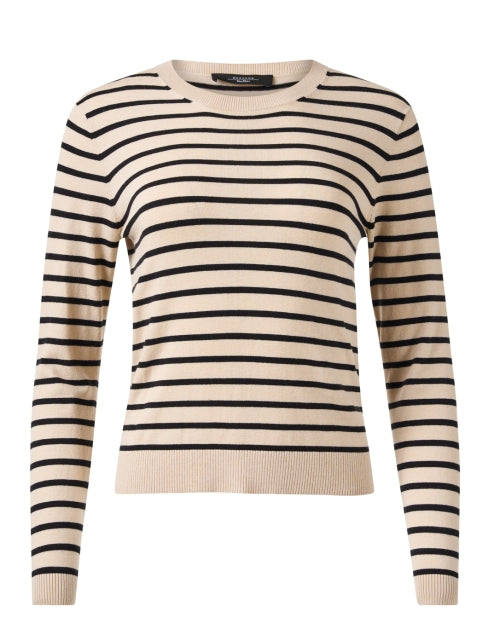 Sicilia Striped Beige Silk Wool Sweater